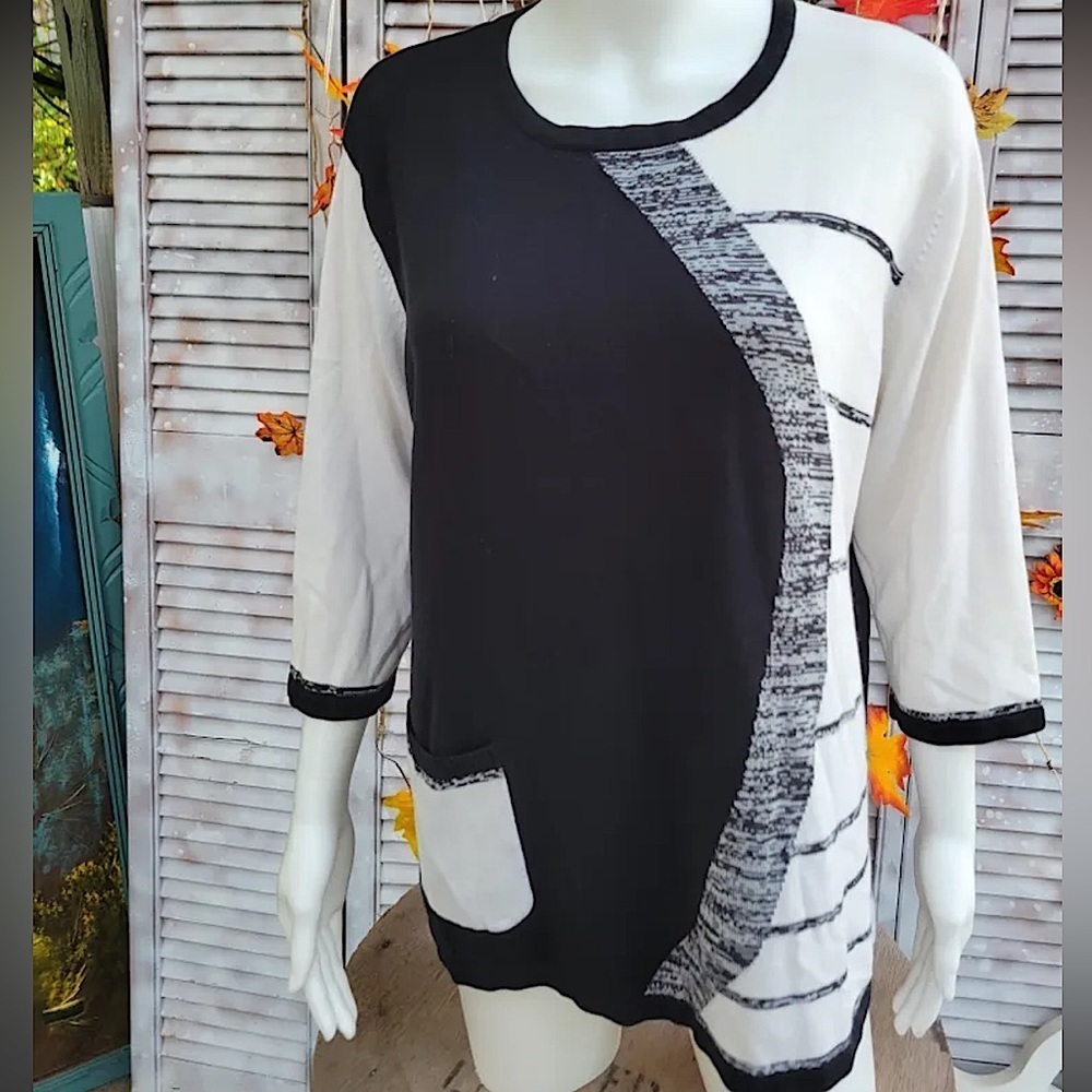 MOFFI Vintage Cotton blend B&W sweater